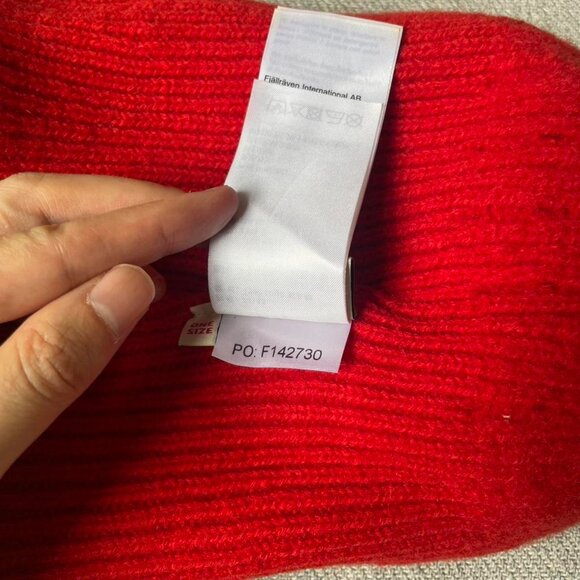 Fjallraven Logo Red Wool Beanie - Picture 5 of 6